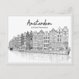 Handgezeichnete Grachtenhäuser Amsterdam Niederlan Postkarte