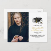 Handgezeichnete Graduierungskappe und Foto Party P Einladungspostkarte (Vorne/Hinten)