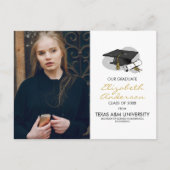 Handgezeichnete Graduierungskappe und Foto Party P Einladungspostkarte (Vorderseite)