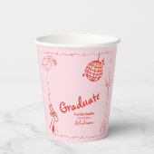 Handgezeichnete Graduierungsparty im Doodles-Stil Pappbecher (Rückseite)
