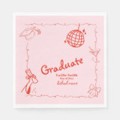 Handgezeichnete Graduierungsparty im Doodles-Stil Serviette (Vorderseite)