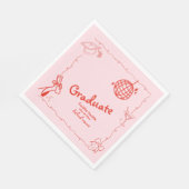 Handgezeichnete Graduierungsparty im Doodles-Stil Serviette (Ecke)