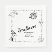 Handgezeichnete Graduierungsparty im Doodles-Stil Serviette (Vorderseite)