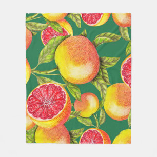 Handgezeichnete Grapefruits Nahtloses Muster Fleecedecke