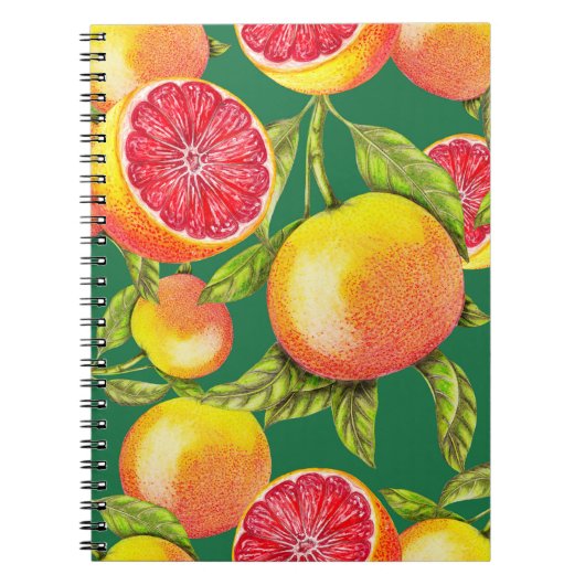Handgezeichnete Grapefruits Nahtloses Muster Notizblock (Vorderseite)