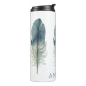 Handgezeichnete graue Wasserfarbenfeder Thermosbecher (Nach links gedreht)