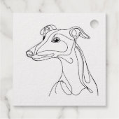 Handgezeichnete Greyhound Line Art - Minimalistisc Geschenkanhänger (Rückseite)