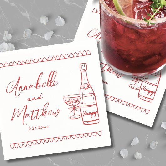 Handgezeichnete, griechische Hochzeit Serviette