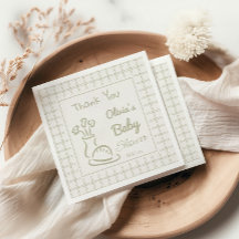 Handgezeichnete grüne Brötchen im Ofen-Baby-Shower