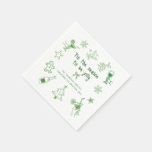 Handgezeichnete grüne Glitter-Doodle-Weihnachtsfei Serviette (Ecke)