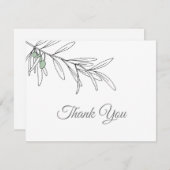 Handgezeichnete grüne Olive-Blätter Dankeskarte (Vorne/Hinten)