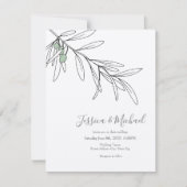 Handgezeichnete grüne Olive-Blätter Einladung (Vorderseite)