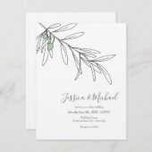 Handgezeichnete grüne Olive-Blätter Einladung (Vorne/Hinten)