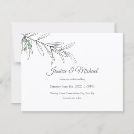 Handgezeichnete grüne Olive-Blätter Einladung