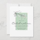 Handgezeichnete grüne Olive-Blätter Einladung (Vorderseite)