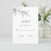 Handgezeichnete grüne Olive-Blätter RSVP Karte (Stehend Vorderseite)