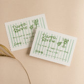 Handgezeichnete grüne Pizza Baby Diaper Raffle Begleitkarte