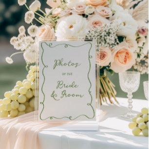 Handgezeichnete grüne Rahmen-Hochzeit Poster
