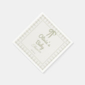 Handgezeichnete grüne Retro-Gingham-Schleife Baby- Serviette (Ecke)