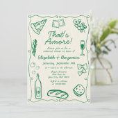 Handgezeichnete grüne Retro Italienische Probe Abe Einladung (Stehend Vorderseite)