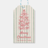 Handgezeichnete grüne rosa Bögen Baumweihnachtszei Geschenkanhänger (Vorderseite)