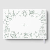 Handgezeichnete grüne Whimsikensehen Gästebuch (Rückseite)