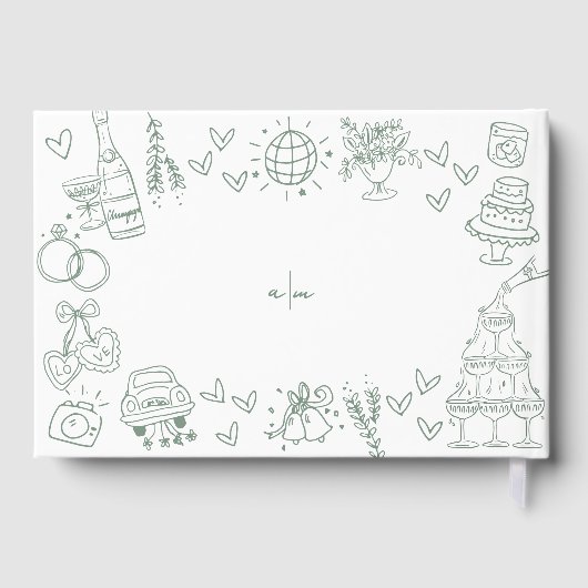 Handgezeichnete grüne Whimsikensehen Gästebuch (Rückseite)