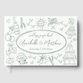 Handgezeichnete grüne Whimsikensehen Gästebuch (Vorderseite)