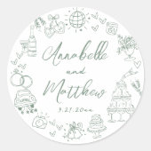 Handgezeichnete grüne Whimsikensehen Runder Aufkleber (Vorderseite)