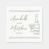 Handgezeichnete grüne Whimsikensehen Serviette (Vorderseite)