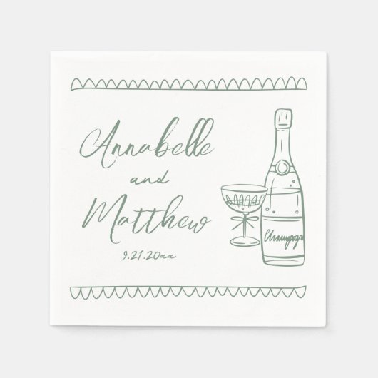 Handgezeichnete grüne Whimsikensehen Serviette (Vorderseite)