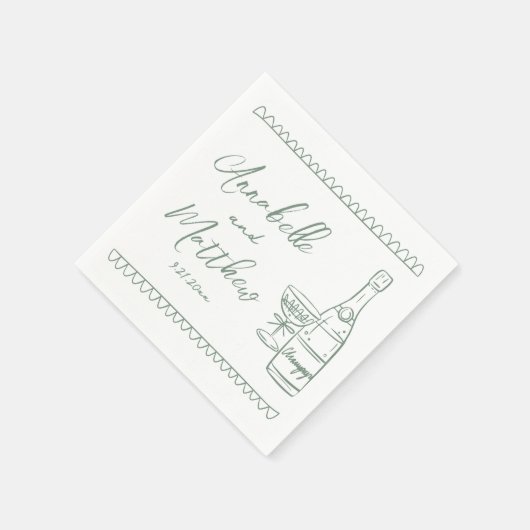 Handgezeichnete grüne Whimsikensehen Serviette (Ecke)