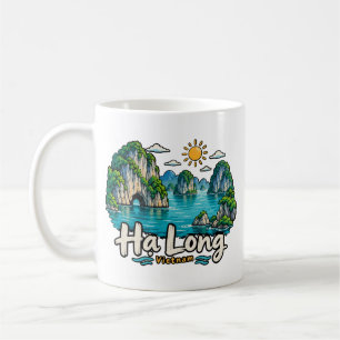 Handgezeichnete Hạ Long Vietnam Reise Kunst Landma Kaffeetasse