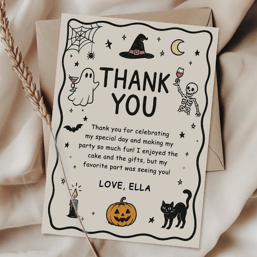 Handgezeichnete Halloween-Dankeskarten