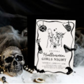 Handgezeichnete Halloween-Girls Nachteinladung Einladung