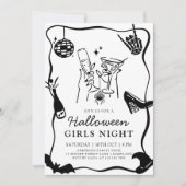 Handgezeichnete Halloween-Girls Nachteinladung Einladung (Vorderseite)