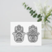 Handgezeichnete Hamsa mit Ornamenten Postkarte (Stehend Vorderseite)