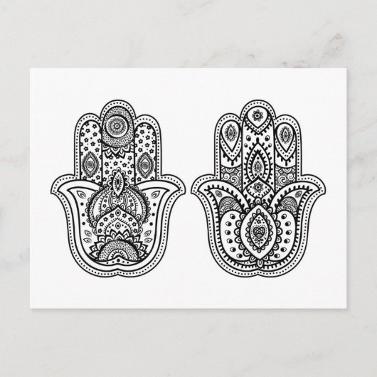 Handgezeichnete Hamsa mit Ornamenten Postkarte (Vorderseite)