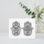 Handgezeichnete Hamsa mit Ornamenten Postkarte (Stehend Vorderseite)