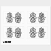 Handgezeichnete Hamsa mit Ornamenten Rechteckiger Aufkleber (Blatt)
