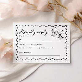 Handgezeichnete, handgeschriebene Hochzeit RSVP Karte