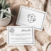 Handgezeichnete handgeschriebene Hochzeitsdetails Begleitkarte