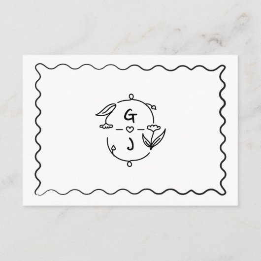 Handgezeichnete handgeschriebene Hochzeitsdetails Begleitkarte (Rückseite)