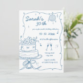 Handgezeichnete handgeschriebene Schrift Geburtsta Einladung (Stehend Vorderseite)