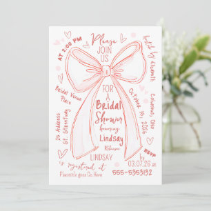 Handgezeichnete handgeschriebene skurrile Bridal S Einladung