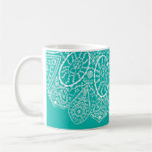 Handgezeichnete Henna Circle Design Helle Pool Bla Kaffeetasse (Links)
