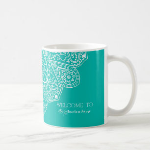 Handgezeichnete Henna Circle Design Helle Pool Bla Kaffeetasse