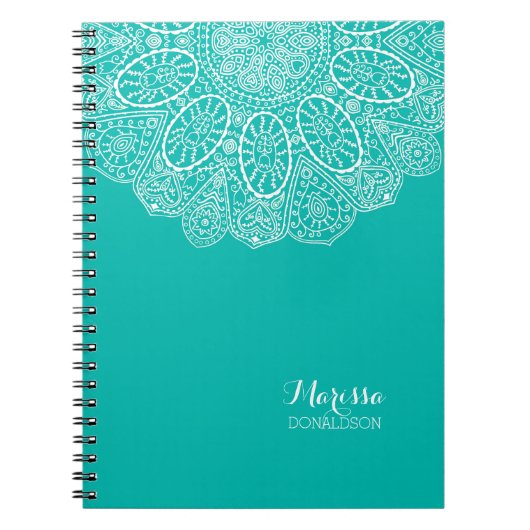 Handgezeichnete Henna Circle Design Helle Pool Bla Notizblock (Vorderseite)