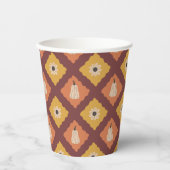 Handgezeichnete Herbst-Diamant-Musterpapiertafeln Pappbecher (Vorderseite)