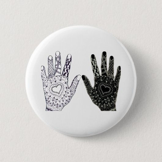 Handgezeichnete Herz-Hände Button (Vorderseite)